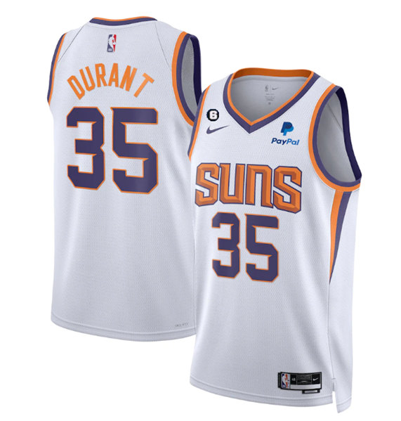 Men%27s Phoenix Suns #35 Kevin Durant White Association Edition With No.6 Patch Stitched Basketball Jersey